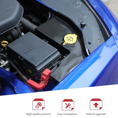 Image of JeCar Carbon Fiber Windshield Washer Tank Engine Bay Dust Cover Accessories for Dodge Charger 2011+ & Challenger 2015+