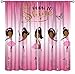 African American Kids Curtains,Afro Black Girl Window Treatments for Bedroom, Cute Girl Ballerina Dancer Pink Curtains 2 Panel Sets,42x45 Inch