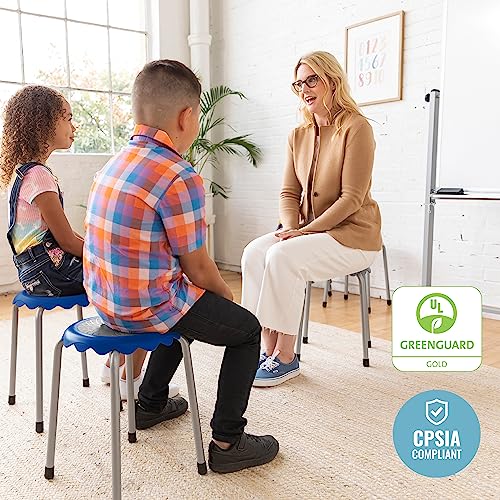 Image of ECR4Kids Daisy Stackable Stool Set, Flexible Seating, Blue, 8-Piece