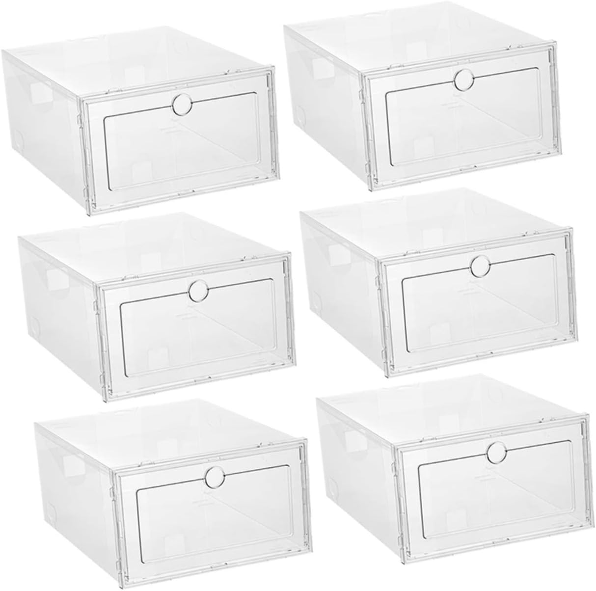 6pcs Organize Shoes Plastic Storage Boxes Reinforced Case for Closet Simple Design Space-saving Prevent Scratches Damage