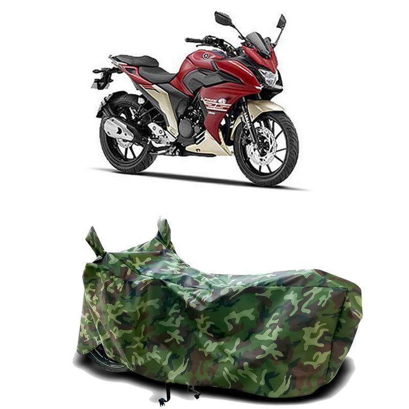 Image of DUFFEL-100% Heat Protection Two Wheeler Bike /Scooty Body Cover for Yamaha Fazer-250 BS6 Water Resistance /UV-Rays /Birds Dropping /Scratchproof /Dust Proof /Waterproof[Green Jungle Print]