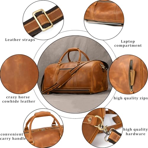 Leather Duffel Bags for Men and Women Full Grain Leather Travel Overnight Weekend Leather Bags Sports Gym Duffel4