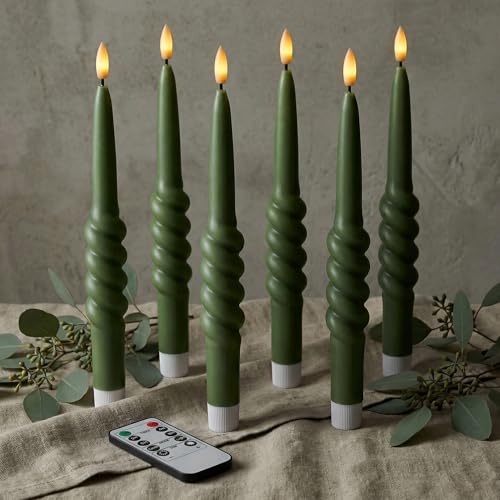 Bougies chandelles LED vert loden pour sublimer vos dîners et tables de fête