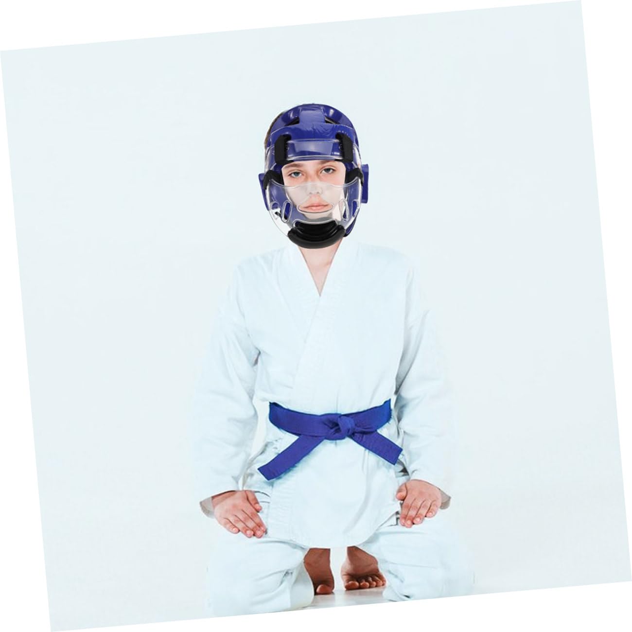 Casco Protettivo per Karate Ragazzi Blu, Leggero e Regolabile | Imbottitura in Schiuma ad Alta Densità, Adatto a Sparring e Allenamento, Protezione Facciale per Giovani