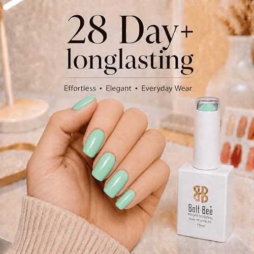 Image of Bolt Bee Mint Glow Green Color Gel Nail Polish Soak Off UV Gel DIY at Home 15ML Manicure Salon Nail Art