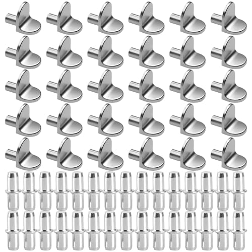CATOR 60 Pezzi 2 Stili Reggimensola, reggi mensola, Supporti per Mensole, Perni per Mensole, Reggi Mensola Armadio, Reggi Mensole, Reggi Mensola, Supporti Mensole per Armadi, Scaffali, Vetrine
