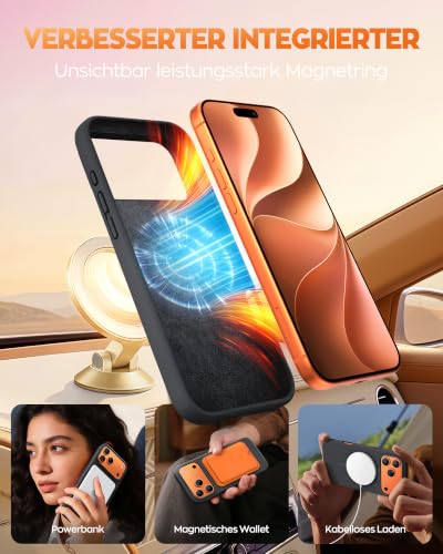 TOCOL für iPhone 17 Pro Hülle, Flüssig Silikon Magnethülle, Schwarz – Ansicht 3