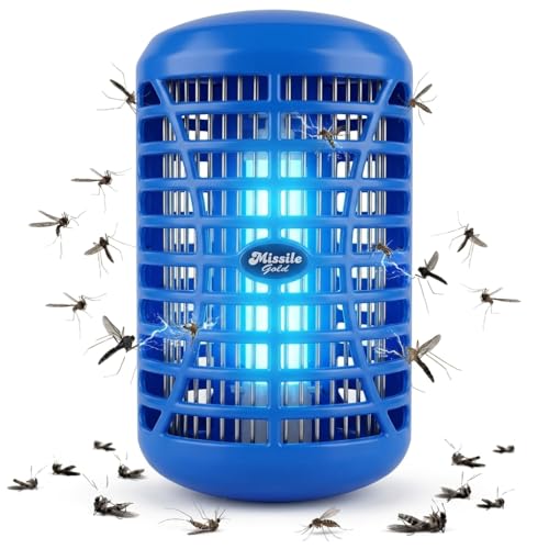 Electric Mosquito Killer Lamp with Shock Grid | UV Light Insect Trap for Mosquitoes & Flying Bugs | Indoor Night Lamp for Home, Bedroom, Kitchen & Office | Safe Protective Outer Grid (Blue)