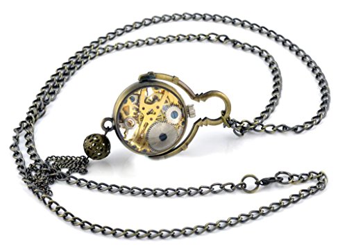 Unendlich-U-Fashion-Retro-Handaufzug-Mechanische-Taschenuhr-mit-Kugel-Anhaenger-Hohle-Skelett-Kettenuhr-Pullover-Halskette-Bronze