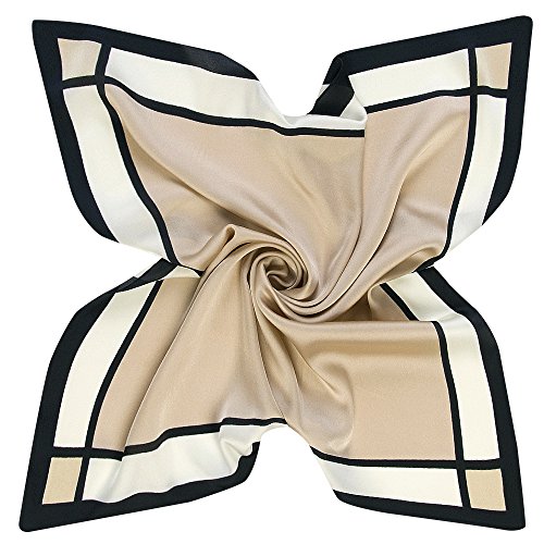 Damen Seidenschal Seidentuch Schal Tuch aus Seide Quadratisch 60 x 60 cm (Beige Grau)