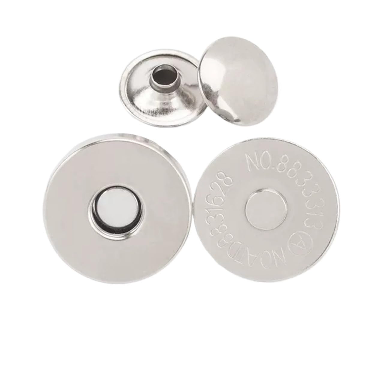 Magnetic Press Studs 10 Sets Metal Double Rivet Magnetic Clasps Buttons Fastener Bag Press Handbag Clothes DIY 14/18mm(Thick Silver,14mm)