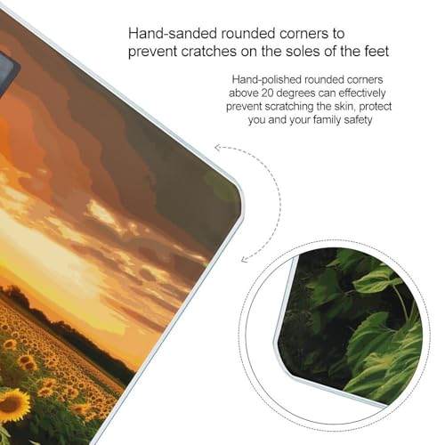 Báscula digital para baño con diseño girasol y cinta métrica miniatura 4