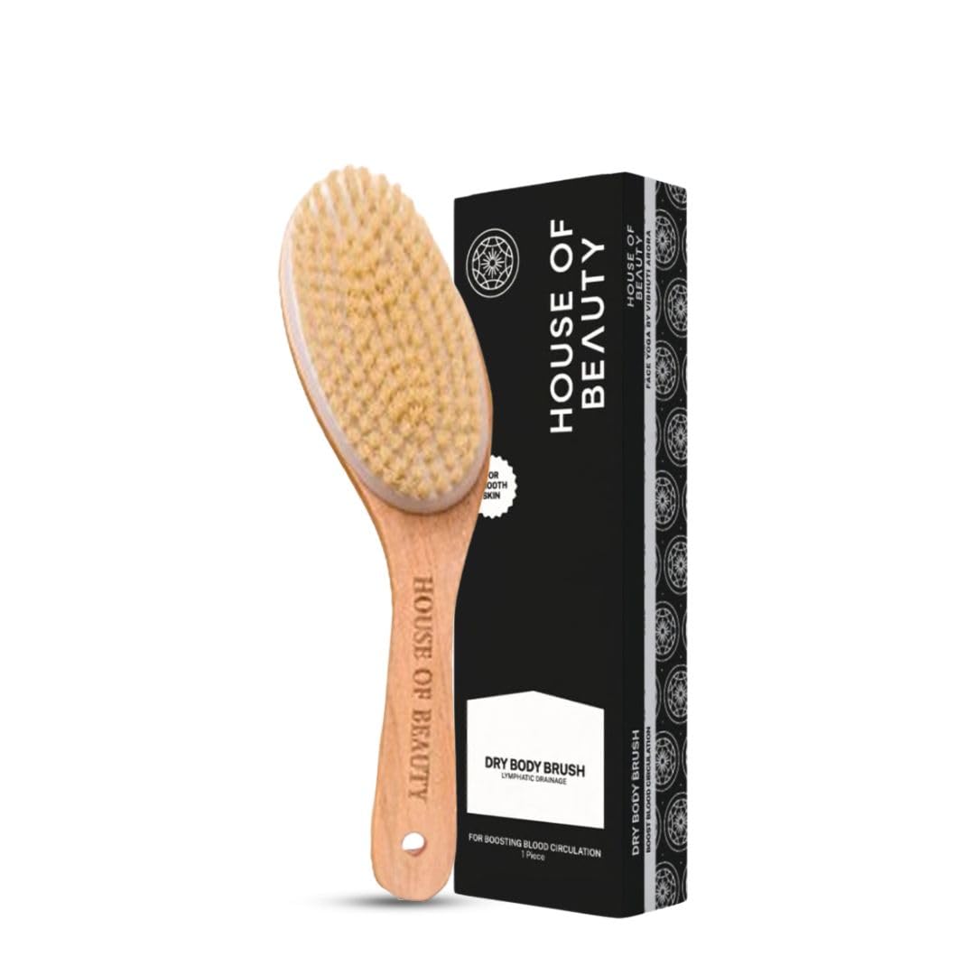 HOUSE OF BEAUTY Wooden Dry Body Brush For Body Massage With Long Handcrafted Handle, Natural Exfoliating, Lymphatic Drainage, Cellulite, Blood Circulation & Dead Skin, Brown - (Pack OF 1)-picture-26