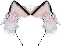 Vista 8 de VIGVAN KYC Orejas de animales Kawaii de peluche con orejas de gato para el cabello, tocado para Halloween o cosplay
