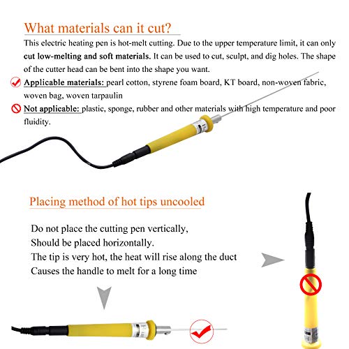 Huanyu Foam Cutter Electric Knife Cutting Machine Pen Heated Foam 100-240V Hot Wire Sculpting Tools Accessories (15cm) - Thumbnail 6