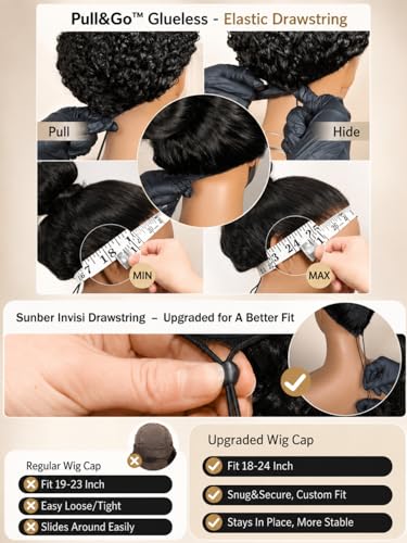 Image of Sunber Glueless 13x4 Layered Cut Yaki Straight Wig Human Hair with Elastic Drawstring, Pre Cut HD Lace Front Wig Pre Plucked Bleached Knots, Ready to Wear Long Straight Wig 150% Density 30 Inch