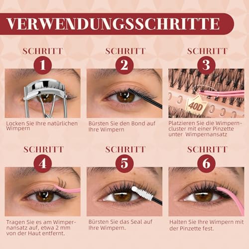 Higu clace 580 pcs Wimpern-Extensions 30-40-50-60-80-100D Curl Lash-Extension-Set Künstliche Wimpern für Wimpernverlängerung zu Hause DIY-Wimpern-Extensions für Anfänger(10-18mm)