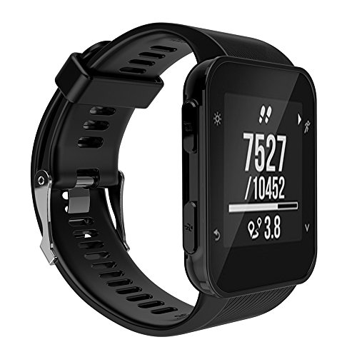 Wifit Compatible With Garmin Forerunner 35 Band,Solf Silicone Replacement Bands for Garmin Forerunner 35 / Forerunner 30 Watch (Black, Large)