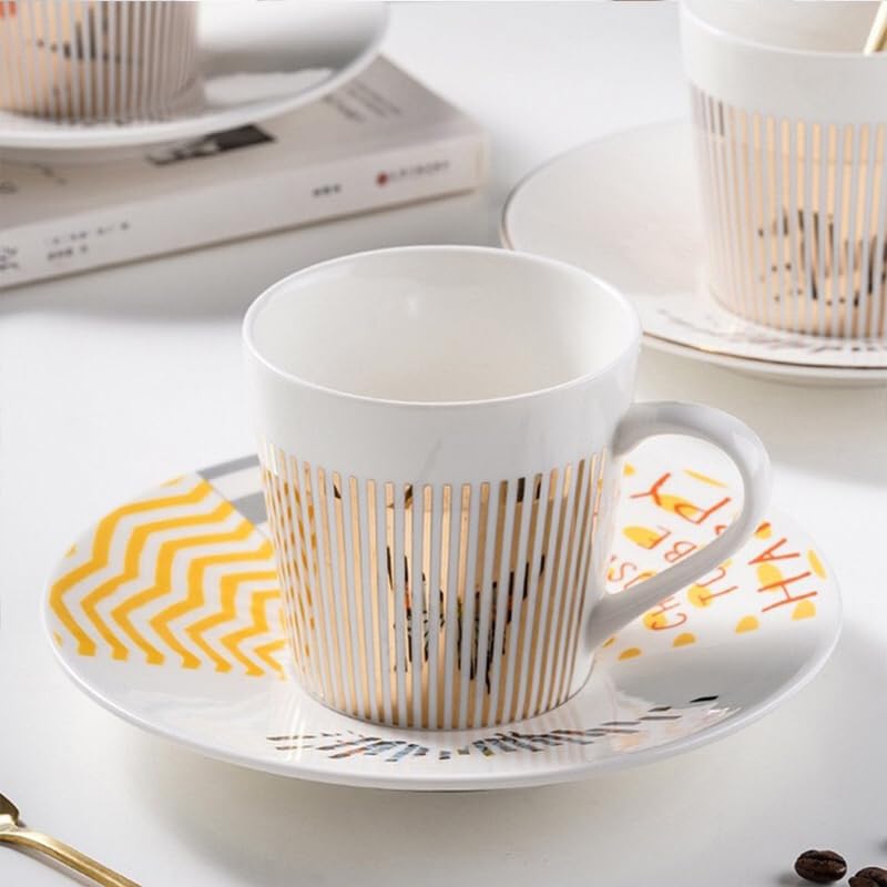 Tazze Caffe Tazze Bicchieri for la casa Tazza anamorfica in ceramica creativa Tazze da caffè Set da tè Regalo interessante Tazzine Caffe(Color:Crane Gold-01)
