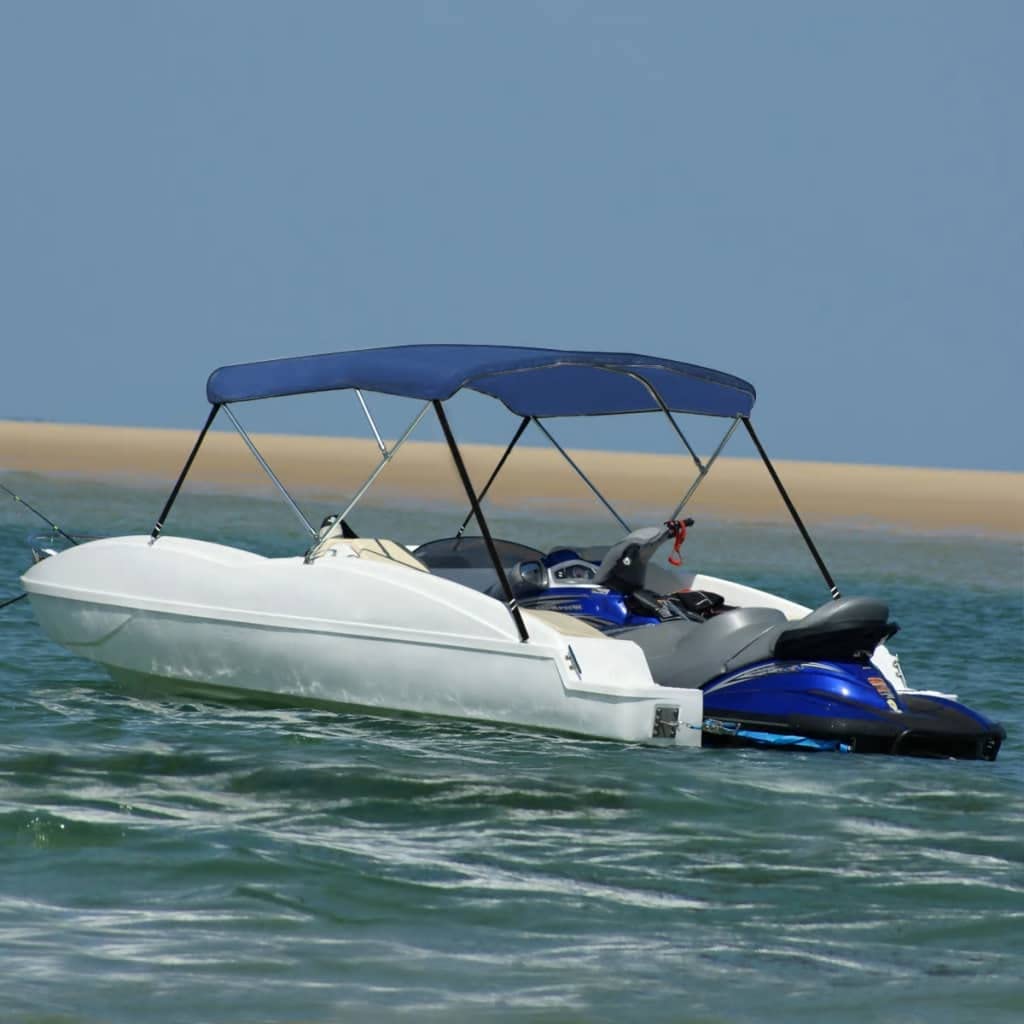 Bimini pour Bateau, Bimini Top Taud de Soleil Auvent Bimini à 3 arceaux Bleu 183x180x137 cm