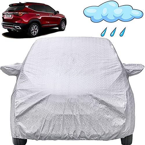 Image of Autofact Waterproof Car Body Cover Compatible with Kia Seltos (2020 to 2021) with Mirror Pockets (Shinning Silver)