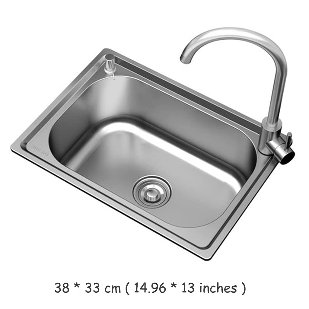 Lavelli da Cucina Arredi per la Cucina Lavello da Bar Multifunzione in Acciaio Inox 304 Lavello per Lavaggio Verdure per Uso Domestico Argento Postazione di Lavoro con ripiano Vasca Singola