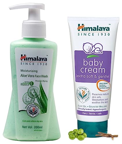 Image of Himalaya Moisturizing Aloe Vera Face Wash, 200ml & Himalaya Baby Cream, 200ml