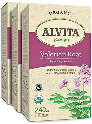 Alvita Organic Valerian Root Herbal Tea - Made with Premium Quality Organic Valerian Root, with Penetrating Aroma and Initially Sweet Faint Bitter Finish Flavor, 72 Tea Bags (3 Pack)