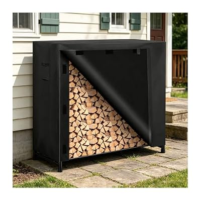 XHMAZ Log Rack Cover for Artibear 4ft Rack with Cover 48 * 14 * 48 Firewood Rack Shield Waterproof Windproof Dustproof Air Vents Wood Pile Cover