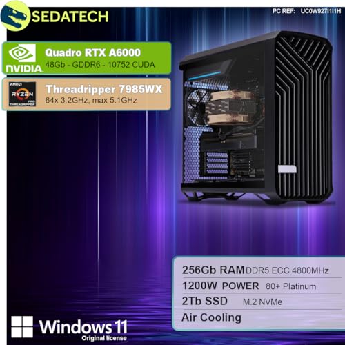 Workstation Pro • AMD Threadripper PRO 7985WX • RTX A6000 • 256Gb RAM • 2Tb SSD M.2 • Windows 11 Pro - PC Desktop - Immagine 1