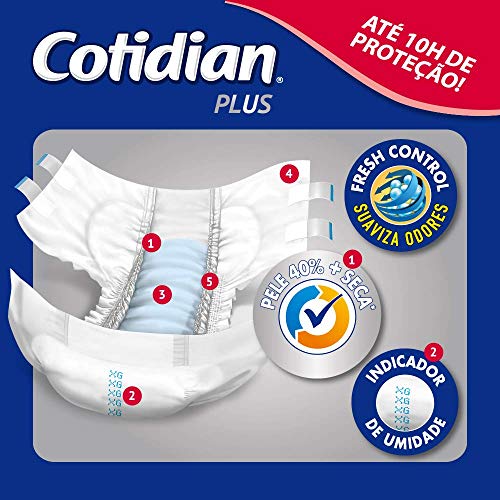 Fraldas para adultos Cotidian Plus Unissex - Incontinência Intensa, 9 unidades, Tamanho M, Cintura:
