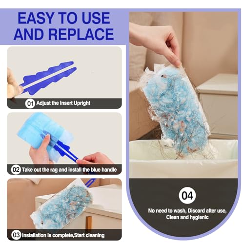 Image of 30 Count Duster Refills, Disposable Static Dust Removal Brush Replacement Head Compatible with Swiffer Duster Refills for Dusting Electronics Furniture Blinds Ceiling Fans, with 1 Short Handle (30)