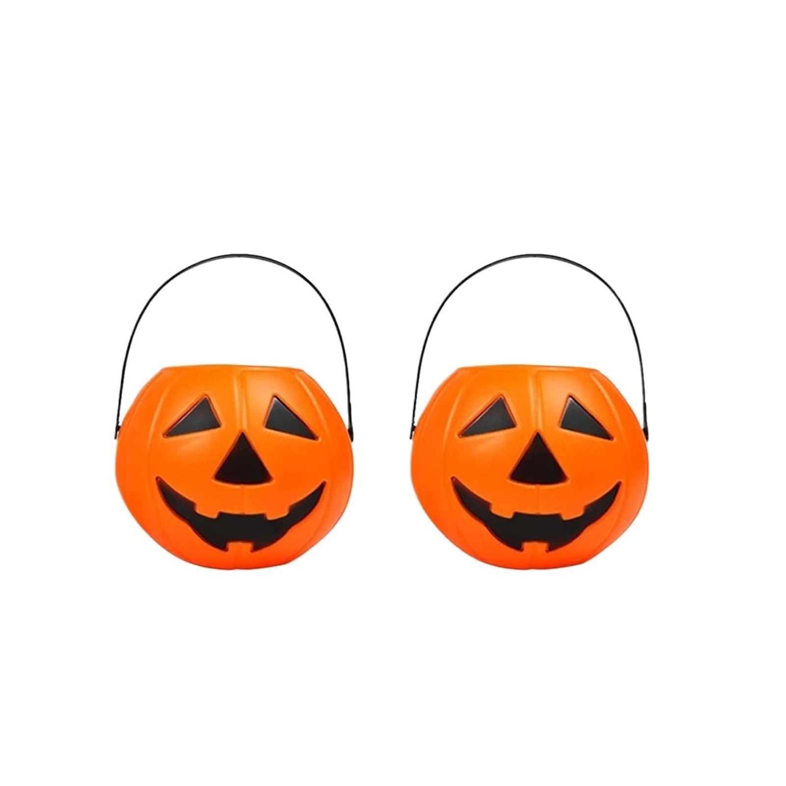 SZAJDSNMURB 2pcs Plastic Pumpkin Candy Buckets with Handles for Halloween