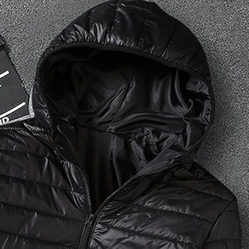 Men's Puffer Jacket Lightweight Packable Down Coat Hooded Quilted Jacket Padded Insulated Coat Thermal Outwear4