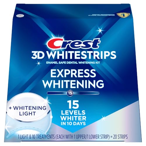 Crest 3D Whitestrips + LED Light – Teeth Whitening Kit, 1 Light + 10 Treatments, Each with 1...