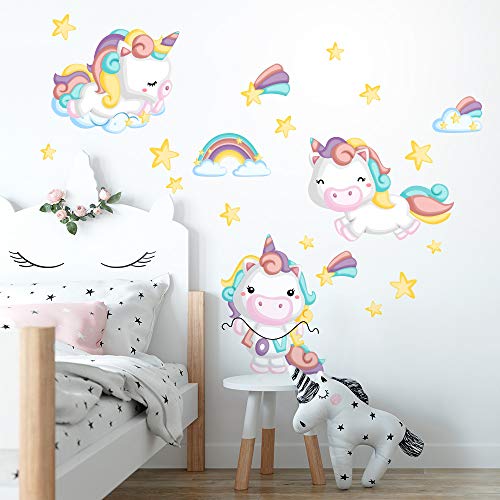 kina, UVB00550 Wall Stickers for Children's Bedroom Printed on Transparent PVC Decoration Unicorns Nursery Wall