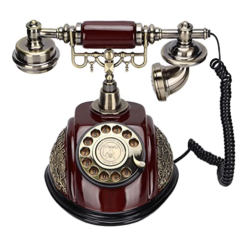 Dilwe Retro Antique Phone, Vintage Telephone European Landline Old Fashion Wired Fixed Telephone for Home Office Cafe Bar Decoration