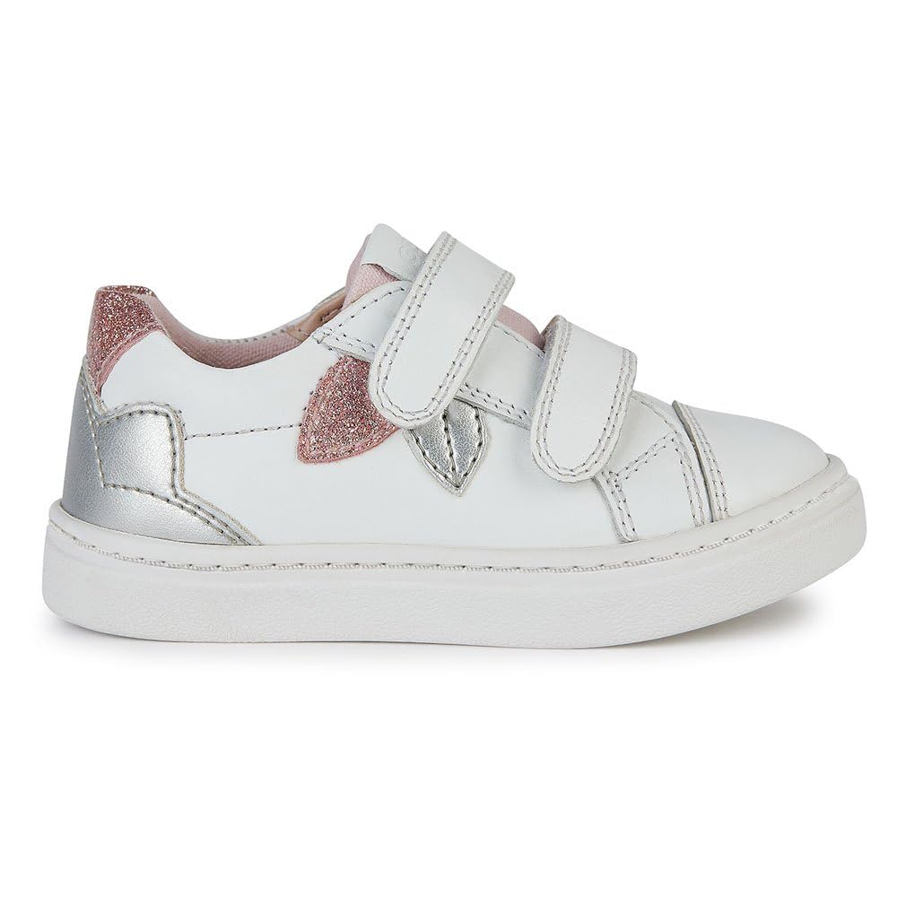 Geox B Nashik Girl C, Zapatillas Niñas, Blanco y Plateado, 26 EU