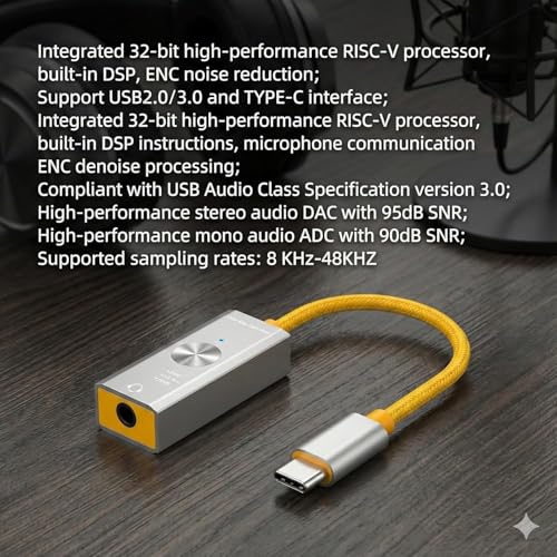 Image of USB Type C Sound Card for Laptop PC I External Stearo USB to 3.5mm Jack Audio Adapter I One Click Noise Cancelling Audio Card Splitter Converter for Windows and Mac, Linux,