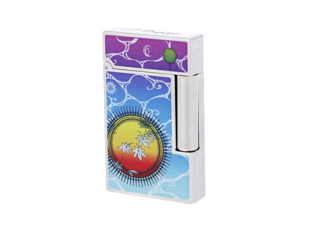 S T Dupont Ligne 2 Lighter The Row Sun Lacquer Palladium trim 016384