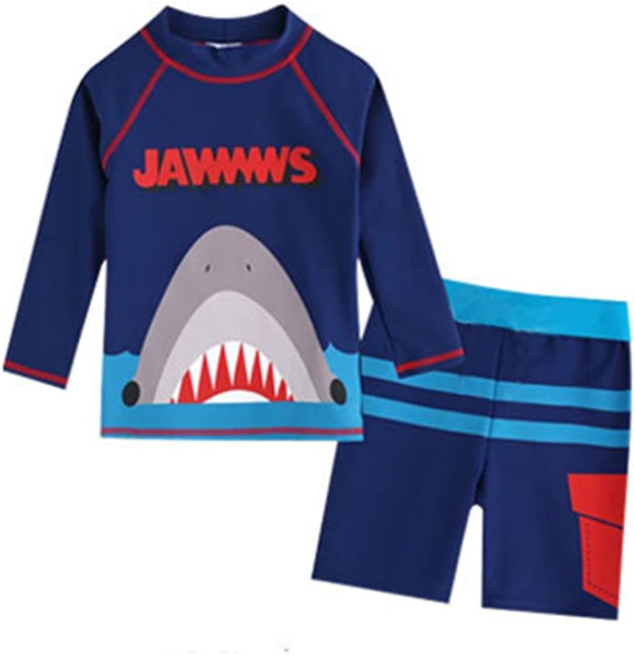 Monvecle Boys' Multi-Piece Short Sleeve Rashguard Swimming Tee Trunk Set Sunsuit UPF 50+ Protection