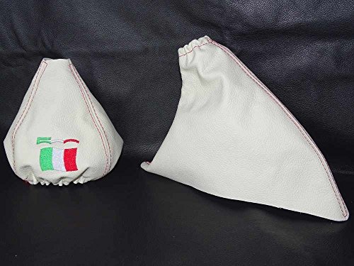 Para Fiat 500u00a02007u00a0u0096u00a02015u00a0Cambios y freno de mano italiano de piel de color marfil colores 500u00a0bordado Logo