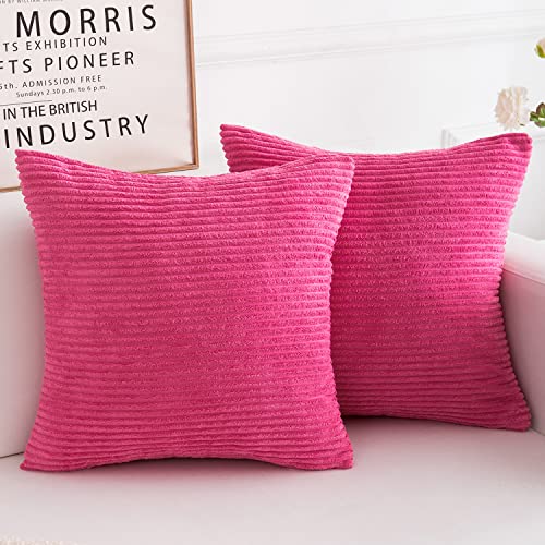 Yonous Corduroy Cushion Covers, Soft Square Decorative Throw Pillow Home Decor for Living Room Couch Bed Sofa Set of 2 Pack