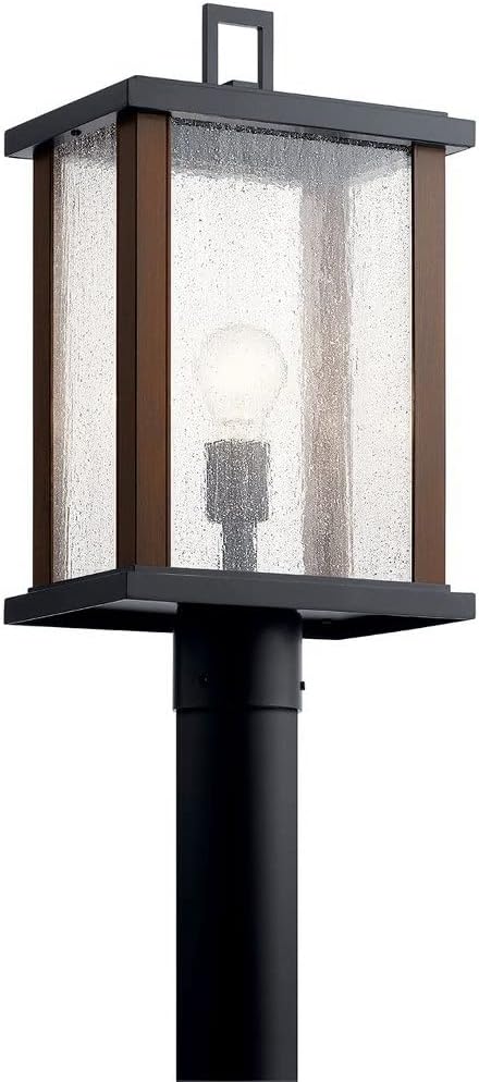 Marimount Black and Clear Glass Outdoor Post Light