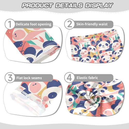 KLL Panda Bear Face Toddler Girls Cotton Pants Comfortable High Waisted Activewear Running3