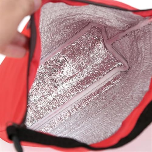OXFUZZ Kühltasche Klein Lunchtasche mit Reißverschluss Mini Kühlbox Einkaufstasche Isoliertasche Wasserdicht Picknicktasche Lunch Bag zur Arbeit Schule Outdoor (Rot)