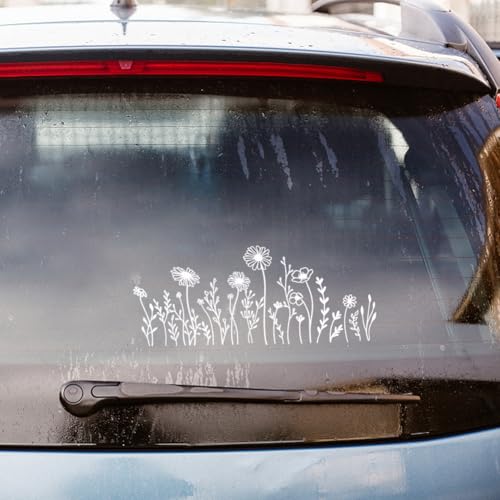 Image of 2Pcs Flowers Car Sticker for Headlight Waterproofs Headlight Window Decal for Vehicles Wildflowers Boho Car Sticker Decoration