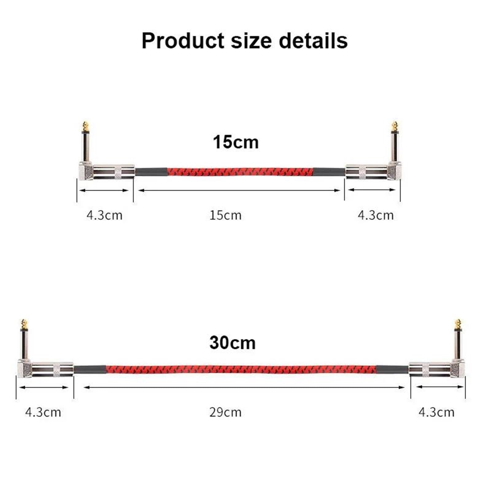Kabel Do Gitary Kabel Krosowy Pedału Efektów Przewód 6,35 Mm Ekranowany O Niskim Poziomie Hałasu Gitara Elektryczna Pleciony 15/30 Cm Łatwy W Użyciu(Type21)