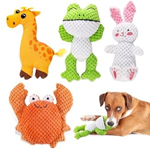 Glaublieb 4 PCS Juguetes para Perro con Chirriador Squeaky, Lindos Interactivos Juguetes de Peluche Suave para Perros Pequeños para Aliviar el Aburrimiento, hasta 12 kg