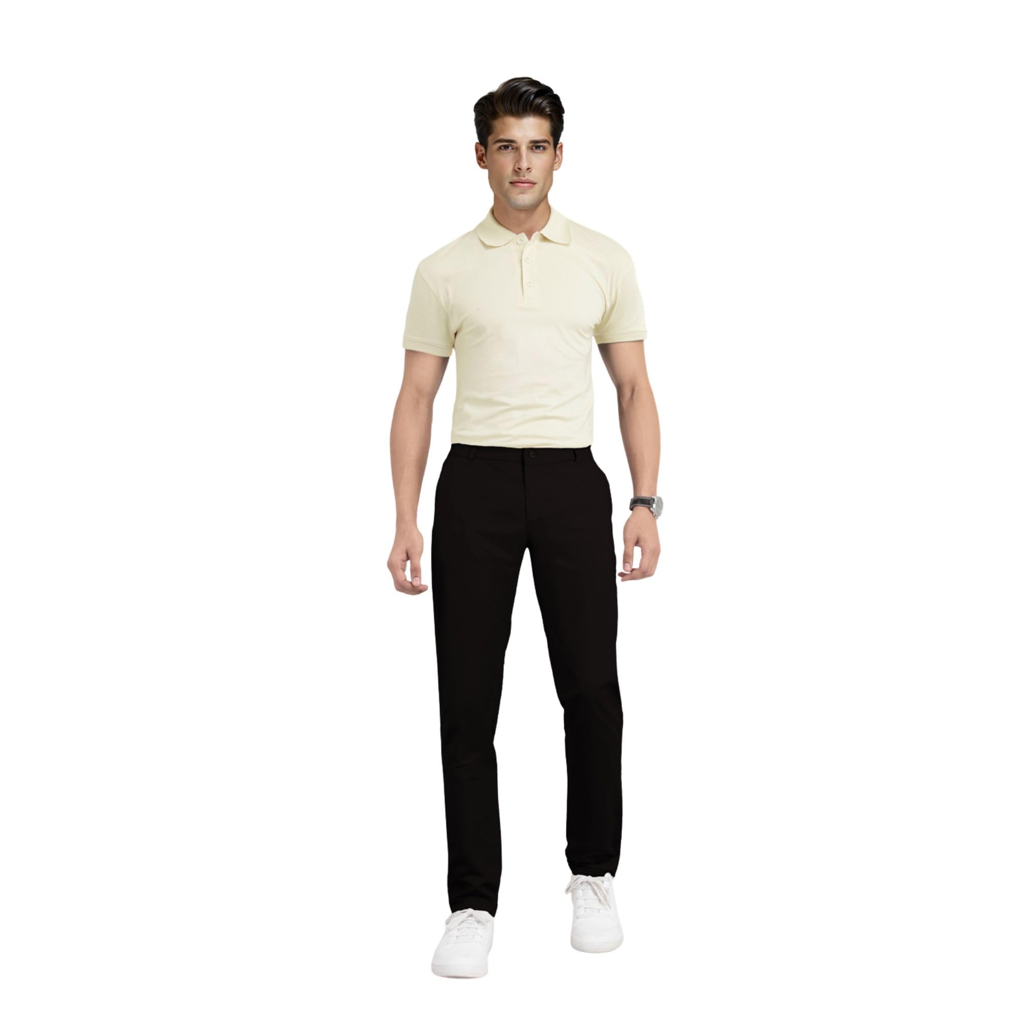 uniboss Mens All Day Pant Slim Fit Formal Trousers with Stretch Fabric and Comfortable Waist, Jet Black, 2XL-picture-35